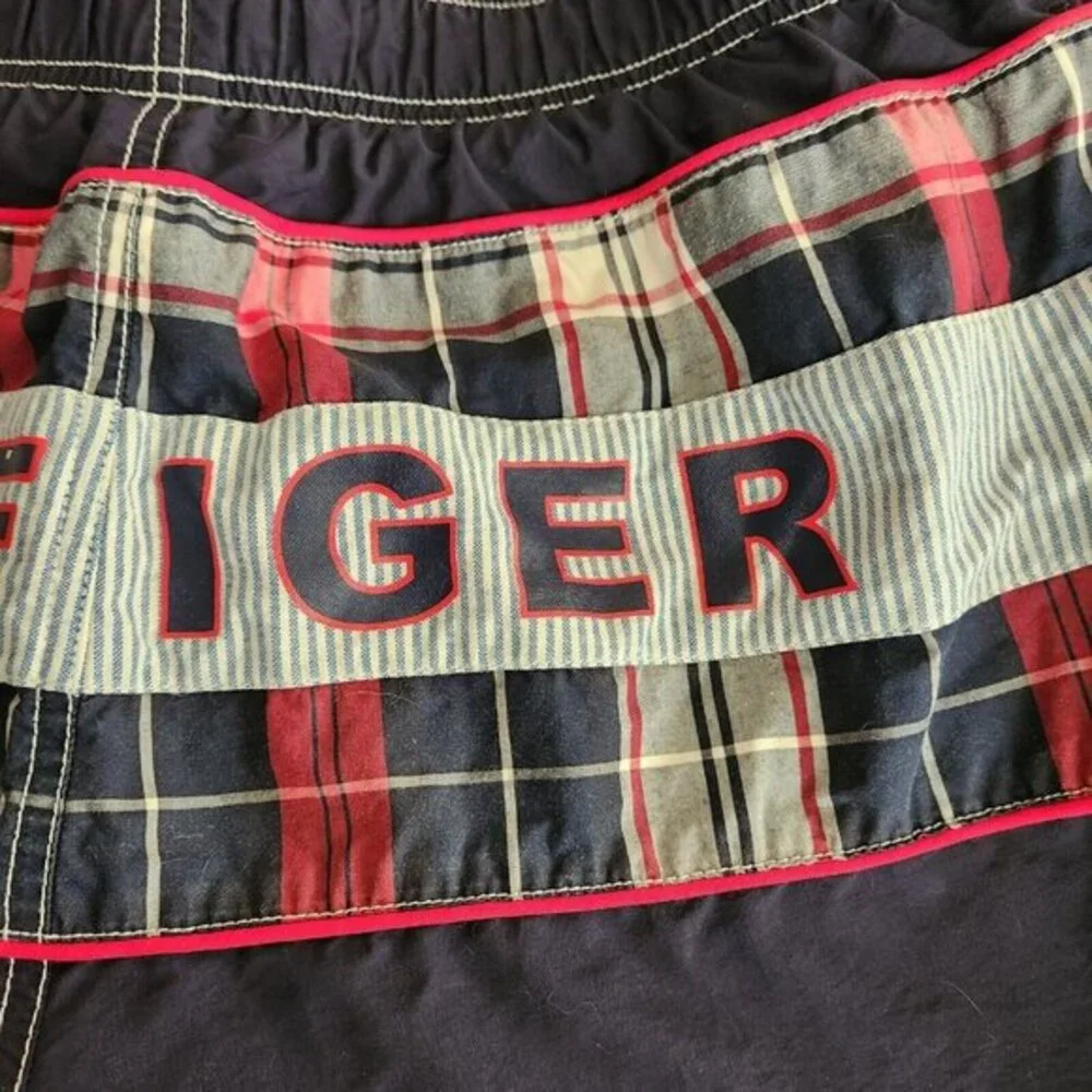 Tommy Hilfiger Mens Big Logo‎ Swimming Trunks Swimwear Red Blue White sz Large